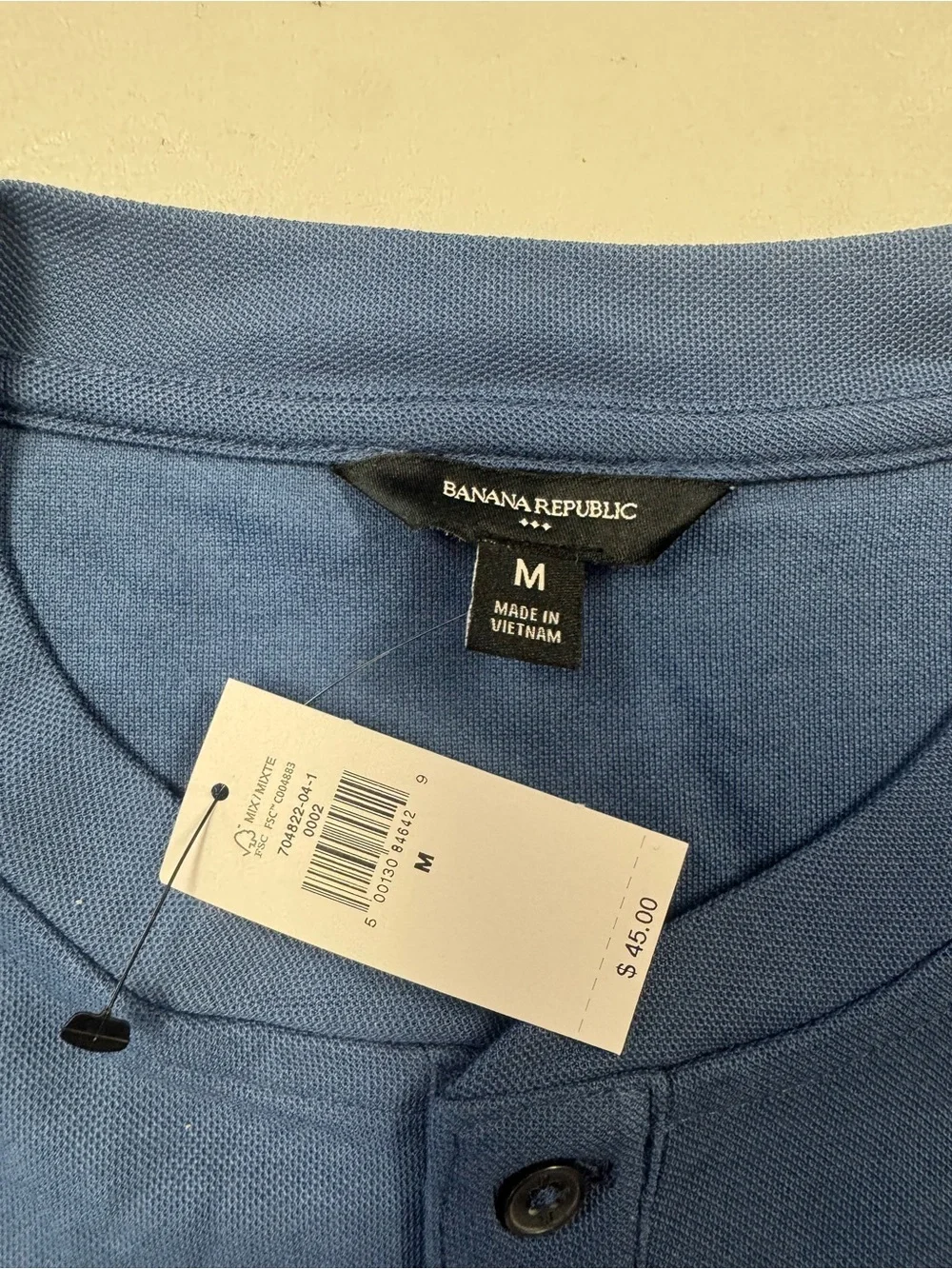 Banana Republic Short-Sleeve Henley with Chest Pocket - Blue
